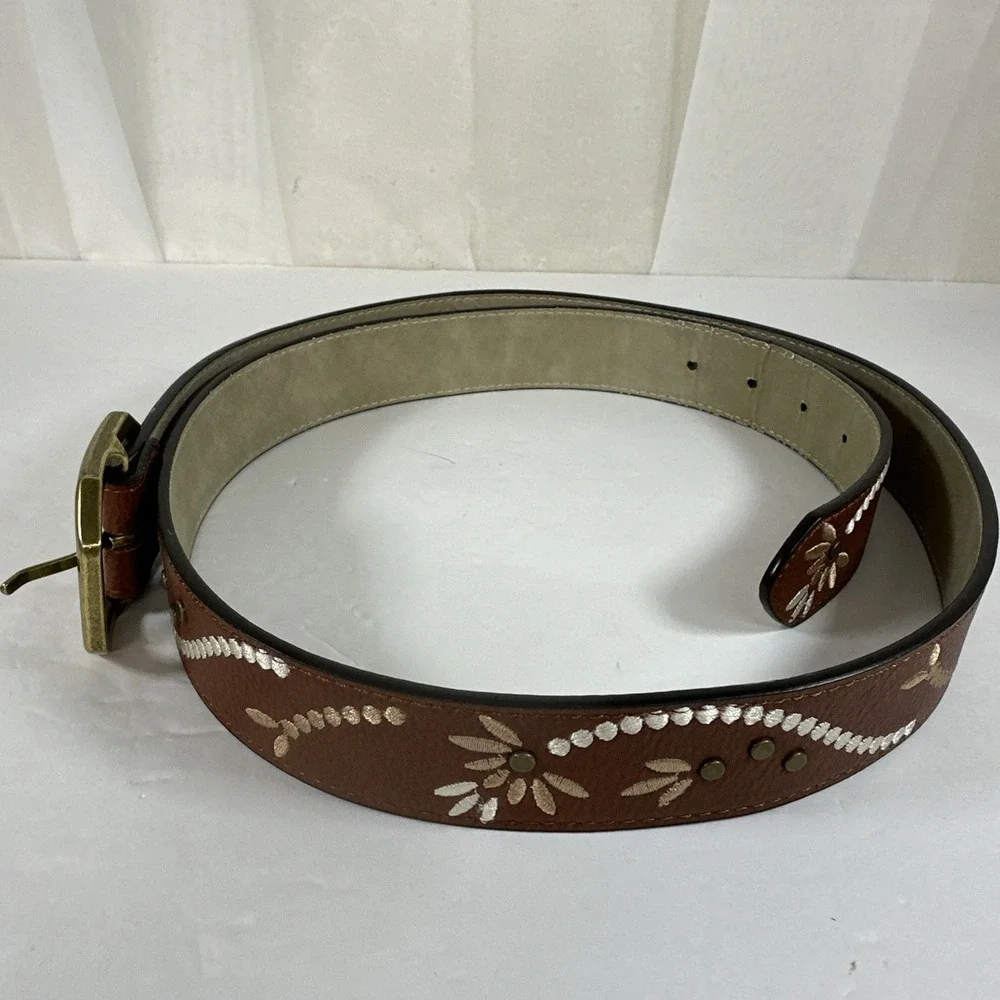 Womens Time and Tru Size XL Brown  Stud Embroidery Dress Casual Belt